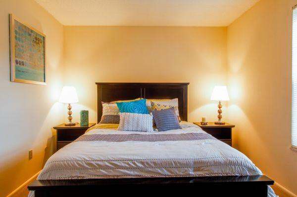 Master bedroom with queen-sized bed.