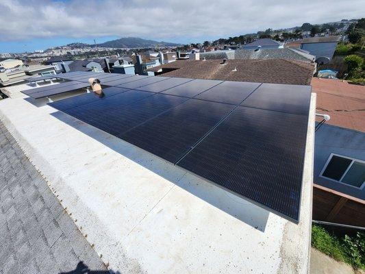 Solar Pro's work with a view of Daly City.