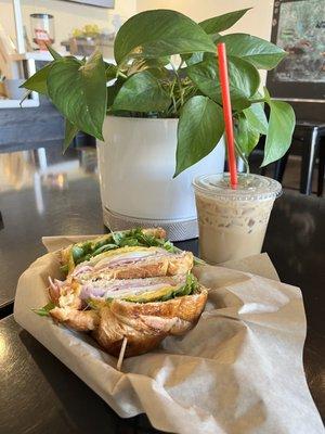 Spark Croissant and iced hazel snow latte