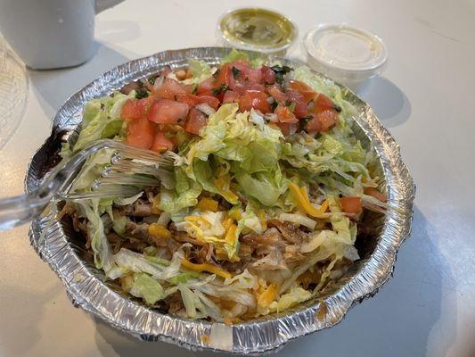 $11 Burrito Bowl with Pernil (Pork), Black Beans, Yellow Rice