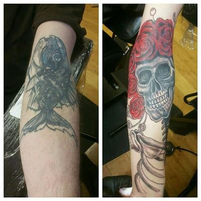 Freehand cover up in process