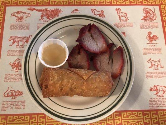 Egg roll and BBQ Pork