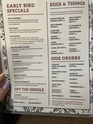 Breakfast menu