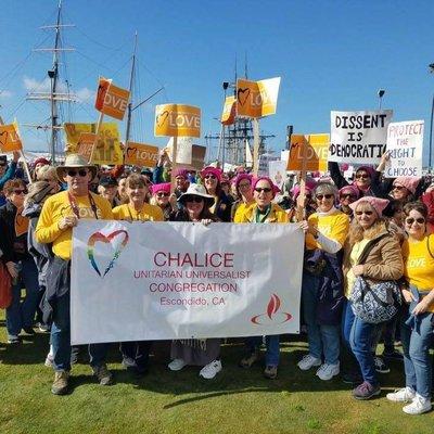 Over 50 Chalice congregants marched in the San Diego Women's March on January 21, 2017.