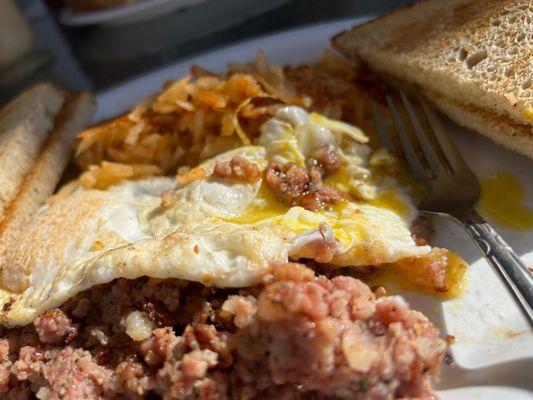 Corn beef hash and eggs