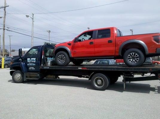 We are capable of towing trucks up to 8600 lbs. Work vans and dual rear wheel trucks are no problem!