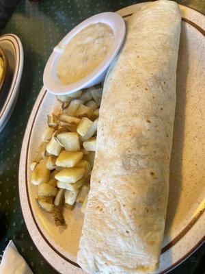 Colorado Omelet Burrito with gravy on the side