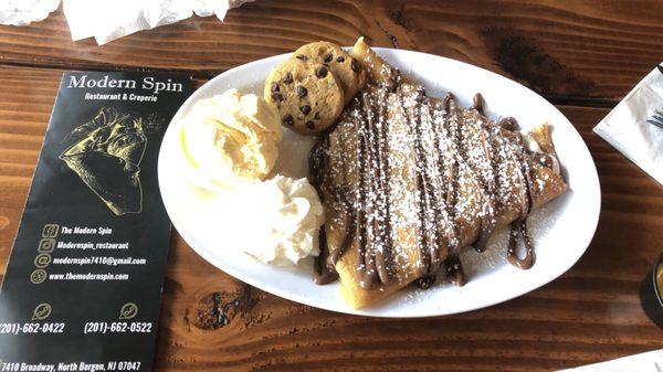 S'mores crepe with cookies on the side (requested by my little guy)