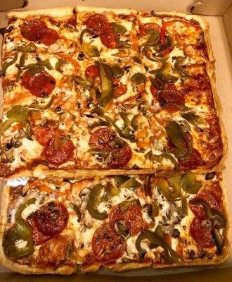 Our most popular pizza! Pepperoni, mushroom & green peppers