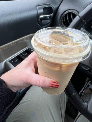 iced hazelnut latte.