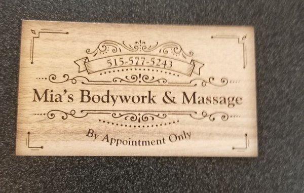 Mia does massage, facials, waxing, bodywork