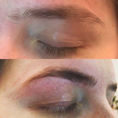 Brow thread before/after