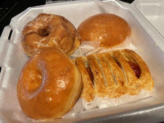 Cronut, Raspberry Filled Donut, Glazed donut, Strawberry Cream Cheese Danish