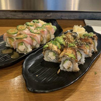 Spicy Miso Yellowtail Cut Roll & Dragon Roll