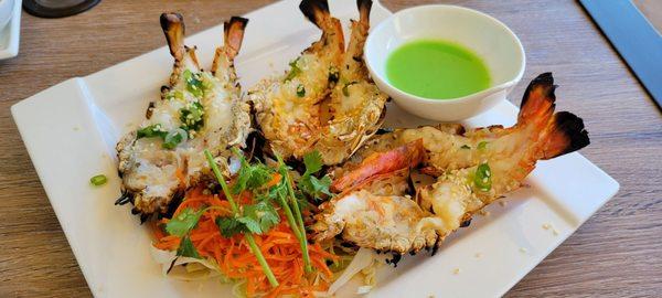 Grilled river prawns.