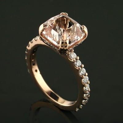 14k Rose gold ring with 2 carat pink sapphire