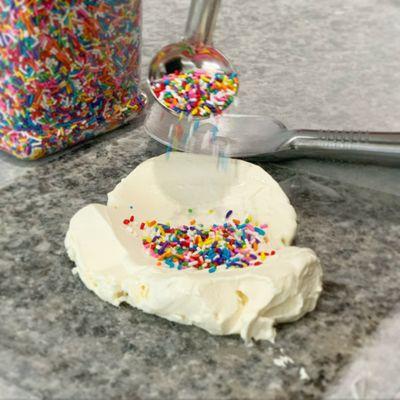 In the making of a birthday cake ice cream!