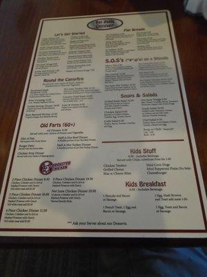 Front of the menu.