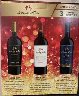 Lookie here, lookie here. Ménage a Trois wine