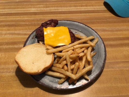 Ribeye steak sandwich and fries