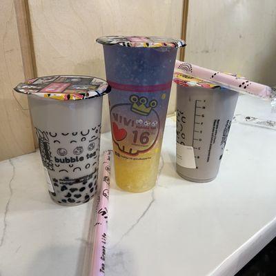 Taro Milk Tea, Taro Milk Tea with boba & Blue Galaxy Tea