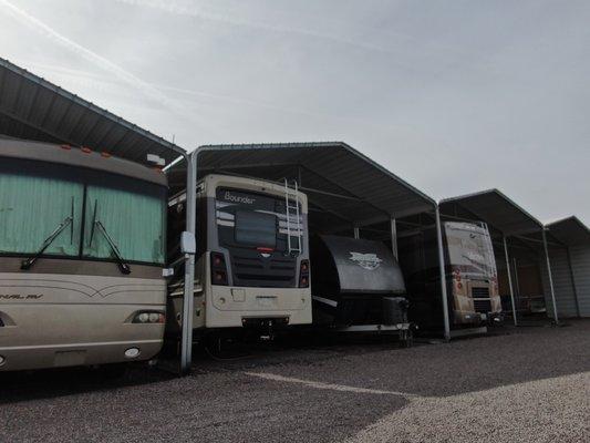 Many sizes of covered parking spaces