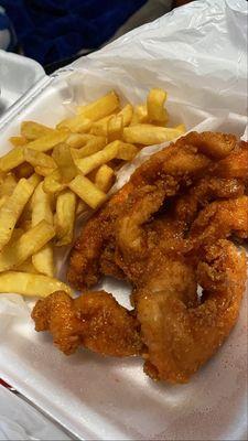 Tenders Combo tossed in Perry sauce with fries