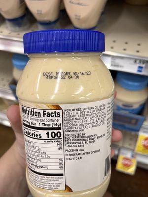 Expired mayonnaise