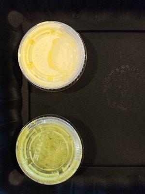 Green and yellow sauces