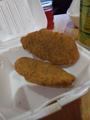 Chicken strips tasted like the cheap frozen kind.