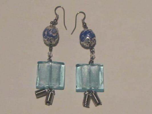 Earrings -Blue Human Figure