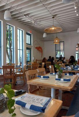 This dining room faces the patio