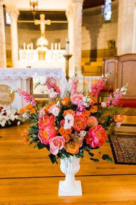 Floral arrangement for church ceremony