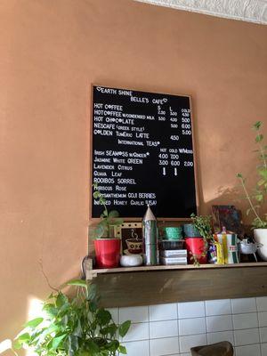 Tea menu