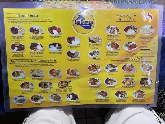 Menu front.