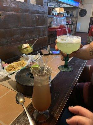 Long Island Iced Tea, Margarita and chips and salsa