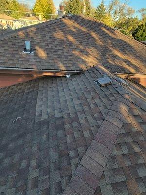 New shingles on top of new underlayment.