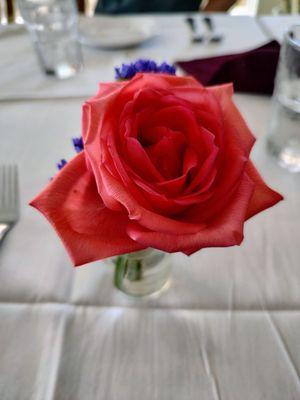 Fresh flowers on the tables.