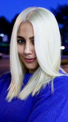 Platinum blonde on natural black hair