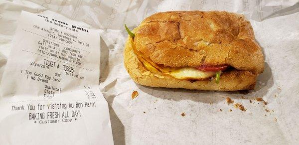 The good egg sandwich $5.49.