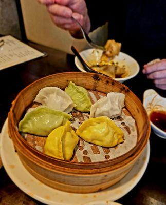 Combination steamed dumplings.  Came with 6 dumplings.  4 meat and 2 vegetable dumplings. They were very nice, not too doughy. Just right!