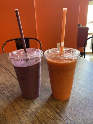 Pb&J & Tropical Passion Smoothie