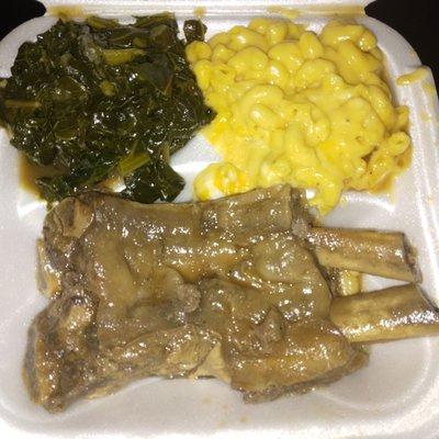 Beef Ribs, Mixed Greens, Mac and Cheese