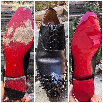 Men's Louboutin with Casali Mirror Protective Soles Before/After