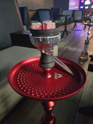 Hookah with heat management device to make sure shisha doesn't burn prematurely.