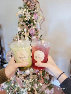 Strawberry matcha latte and Ruby ade