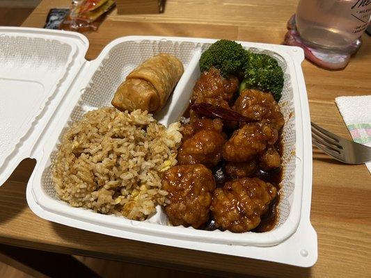 General Tso's Chicken Dinner Combo, really well presented. Just the right portion.