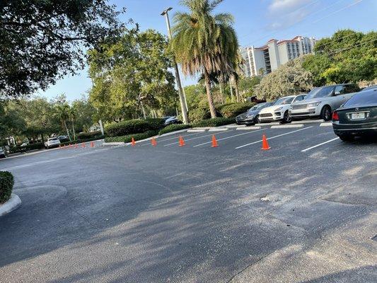 Parking lot in front of entrance