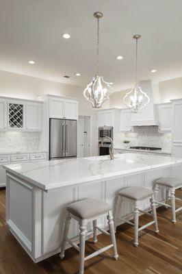 This full kitchen remodel with a new huge island is the perfect place for the family to get together.