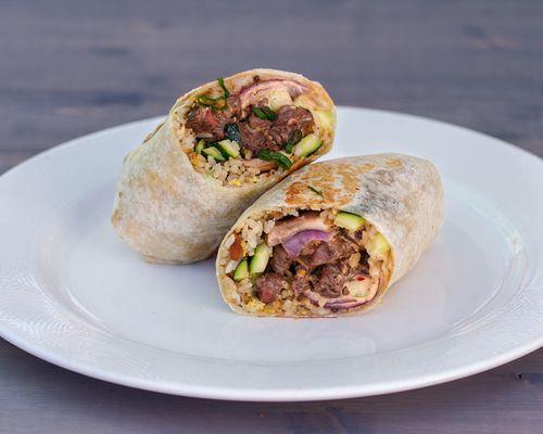 Japanese burrito, chicken, shrimp or ribeye